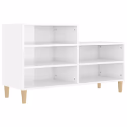 vidaXL Scarpiera Bianco Lucido 102x36x60 cm in Legno Multistrato - Vista aggiuntiva 2