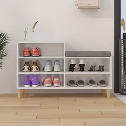 vidaXL Scarpiera Bianco Lucido 102x36x60 cm in Legno Multistrato - Vista aggiuntiva 3