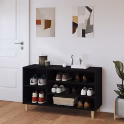 vidaXL Scarpiera Nera 102x36x60 cm in Legno Multistrato - Vista aggiuntiva 3