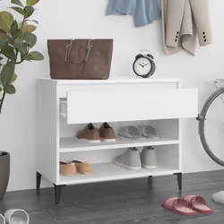 vidaXL Scarpiera Bianca 70x36x60 cm in Legno Multistrato - Vista aggiuntiva 3