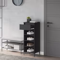 vidaXL Scarpiera Nera 40x36x105 cm in Legno Multistrato - Vista aggiuntiva 3