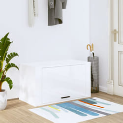 Scarpiera a Parete Salvaspazio, Portascarpe Bianco Lucido 70x35x38 cm Legno Multistrato Vidaxl