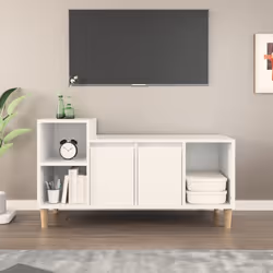 Questo classico mobile porta TV è un'aggiunta sia pratica che accattivante per i vostri interni. Material robusto: Il legno m ...