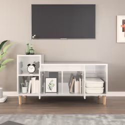 vidaXL Mobile Porta TV Bianco Lucido 100x35x55 cm in Legno Multistrato - Vista aggiuntiva 3