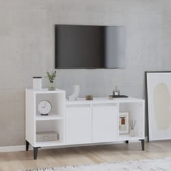 vidaXL Mobile Porta TV Bianco Lucido 100x35x55 cm in Legno Multistrato