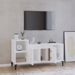 vidaXL Mobile Porta TV Bianco Lucido 100x35x55 cm in Legno Multistrato - Vista aggiuntiva 3