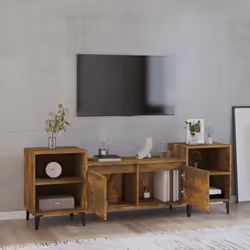 vidaXL Mobile TV Rovere Fumo 160x35x55 cm in Legno Multistrato - Vista aggiuntiva 3