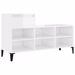 vidaXL Scarpiera Bianco Lucido 102x36x60 cm in Legno Multistrato - Vista aggiuntiva 2