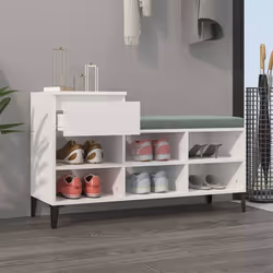 vidaXL Scarpiera Bianco Lucido 102x36x60 cm in Legno Multistrato - Vista aggiuntiva 3