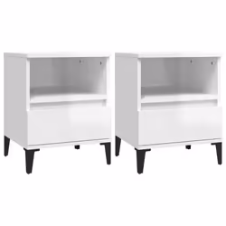 vidaXL Comodini 2 pz in Bianco Lucido 40x35x50 cm - Vista aggiuntiva 2