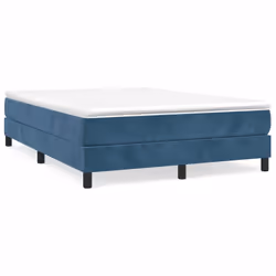 vidaXL Giroletto senza Materasso Blu Scuro 140x190 cm in Velluto - Vista aggiuntiva 2