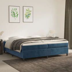 Letto matrimonial, Giroletto, Letto adulto a Molle Blu Scuro 200x200 cm in Velluto Vidaxl