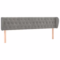 vidaXL Testiera ad Orecchio Grigio Chiaro 203x23x78/88 cm in Velluto - Vista aggiuntiva 2