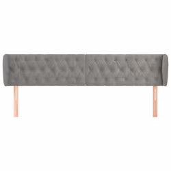 vidaXL Testiera ad Orecchio Grigio Chiaro 203x23x78/88 cm in Velluto - Vista aggiuntiva 3