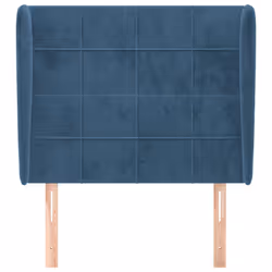 vidaXL Testiera ad Orecchio Blu Scuro 93x23x118/128 cm in Velluto - Vista aggiuntiva 3