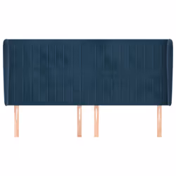 vidaXL Testiera ad Orecchio Blu Scuro 203x23x118/128 cm in Velluto - Vista aggiuntiva 3