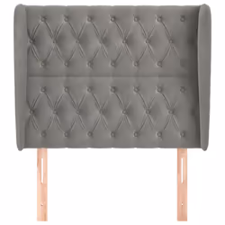 vidaXL Testiera ad Orecchio Grigio Chiaro 93x23x118/128 cm in Velluto - Vista aggiuntiva 3