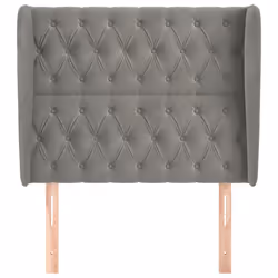 vidaXL Testiera ad Orecchio Grigio Chiaro 103x23x118/128 cm in Velluto - Vista aggiuntiva 3