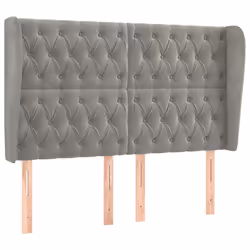 vidaXL Testiera ad Orecchio Grigio Chiaro 147x23x118/128 cm in Velluto - Vista aggiuntiva 2