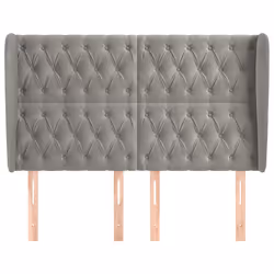 vidaXL Testiera ad Orecchio Grigio Chiaro 147x23x118/128 cm in Velluto - Vista aggiuntiva 3