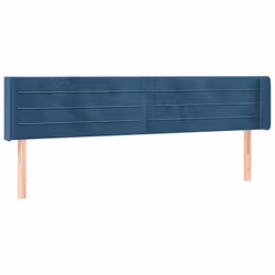 vidaXL Testiera ad Orecchio Blu Scuro 203x16x78/88 cm in Velluto - Vista aggiuntiva 2