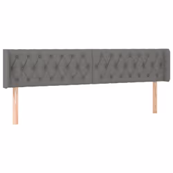 vidaXL Testiera ad Orecchio Grigio Scuro 203x16x78/88 cm in Tessuto - Vista aggiuntiva 2