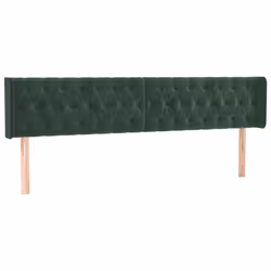 vidaXL Testiera ad Orecchio Verde Scuro 203x16x78/88 cm in Velluto - Vista aggiuntiva 2