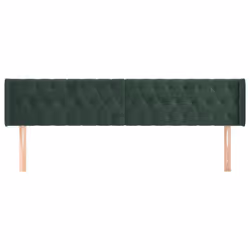 vidaXL Testiera ad Orecchio Verde Scuro 203x16x78/88 cm in Velluto - Vista aggiuntiva 3