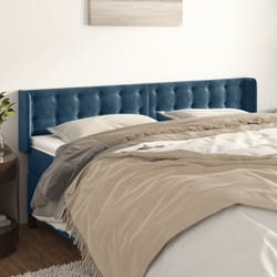 vidaXL Testiera ad Orecchio Blu Scuro 163x16x78/88 cm in Velluto