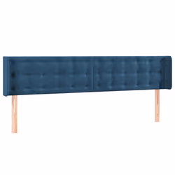 vidaXL Testiera ad Orecchio Blu Scuro 163x16x78/88 cm in Velluto - Vista aggiuntiva 2