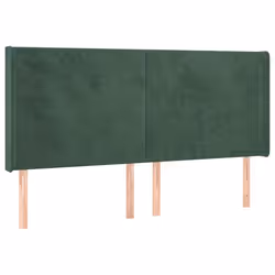 vidaXL Testiera ad Orecchio Verde Scuro 163x16x118/128 cm in Velluto - Vista aggiuntiva 2