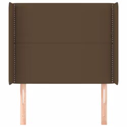 vidaXL Testiera ad Orecchio Marrone Scuro 103x16x118/128 cm in Tessuto - Vista aggiuntiva 3