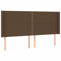 vidaXL Testiera ad Orecchio Marrone Scuro 203x16x118/128 cm in Tessuto - Vista aggiuntiva 2
