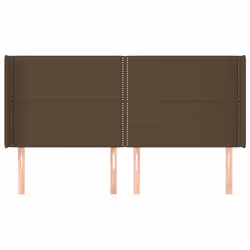 vidaXL Testiera ad Orecchio Marrone Scuro 203x16x118/128 cm in Tessuto - Vista aggiuntiva 3