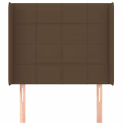 vidaXL Testiera ad Orecchio Marrone Scuro 103x16x118/128 cm in Tessuto - Vista aggiuntiva 3