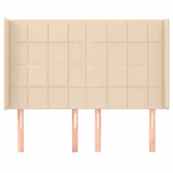 vidaXL Testiera ad Orecchio Crema 147x16x118/128 cm in Tessuto - Vista aggiuntiva 3