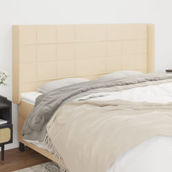vidaXL Testiera ad Orecchio Crema 163x16x118/128 cm in Tessuto