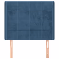 vidaXL Testiera ad Orecchio Blu Scuro 93x16x118/128 cm in Velluto - Vista aggiuntiva 3