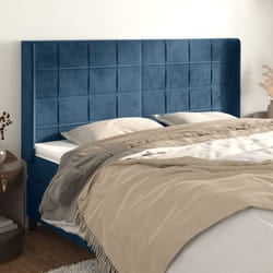 Testiera ad Orecchio Blu Scuro 183x16x118/128 cm in Vellutocod mxl 73740