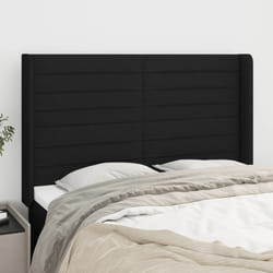 vidaXL Testiera ad Orecchio Nera 147x16x118/128 cm in Tessuto