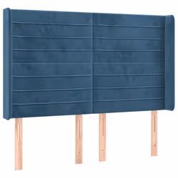 vidaXL Testiera ad Orecchio Blu Scuro 147x16x118/128 cm in Velluto - Vista aggiuntiva 2