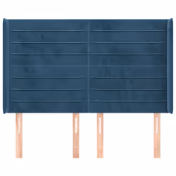 vidaXL Testiera ad Orecchio Blu Scuro 147x16x118/128 cm in Velluto - Vista aggiuntiva 3