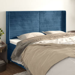 vidaXL Testiera ad Orecchio Blu Scuro 203x23x118/128 cm in Velluto