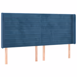 vidaXL Testiera ad Orecchio Blu Scuro 203x23x118/128 cm in Velluto - Vista aggiuntiva 2