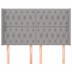 vidaXL Testiera ad Orecchio Grigio Chiaro 147x16x118/128 cm in Tessuto - Vista aggiuntiva 3