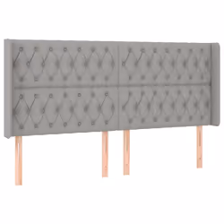 vidaXL Testiera ad Orecchio Grigio Chiaro 183x16x118/128 cm in Tessuto - Vista aggiuntiva 2