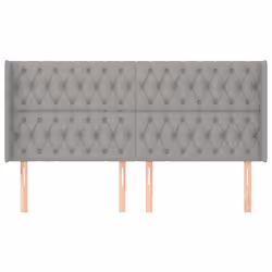 vidaXL Testiera ad Orecchio Grigio Chiaro 183x16x118/128 cm in Tessuto - Vista aggiuntiva 3
