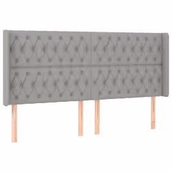 vidaXL Testiera ad Orecchio Grigio Chiaro 203x16x118/128 cm in Tessuto - Vista aggiuntiva 2