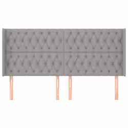 vidaXL Testiera ad Orecchio Grigio Chiaro 203x16x118/128 cm in Tessuto - Vista aggiuntiva 3
