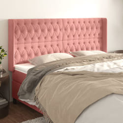 Testiera ad Orecchio Rosa 183x16x118/128 cm in Velluto Vidaxl 85517